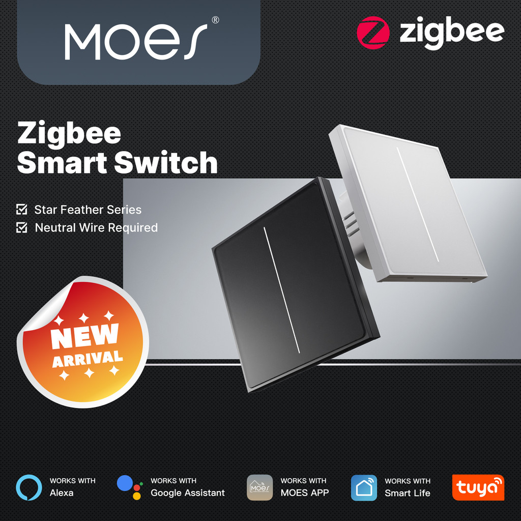 MOES Tuya ZigBee Star Feather Switch Smart Push Button With Neutral ...