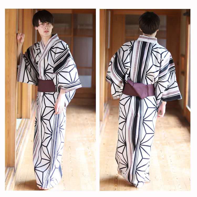 Japanese Traditional Men Kimono Yukata Robe Samurai Style Japanese ...