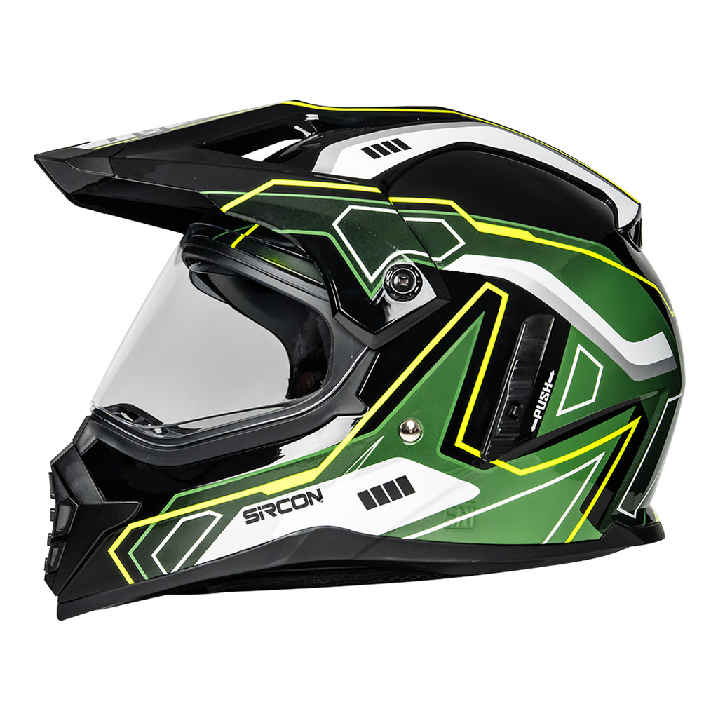 Cargloss Sircon Supermoto Venturo Helm Full Face - Green - Gambar 4