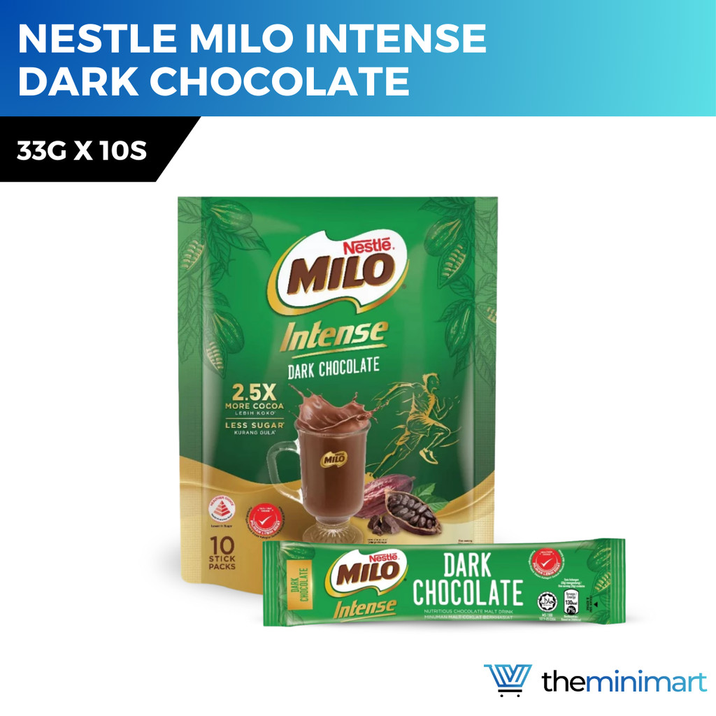 Milo Intense Dark Chocolate 33g x 10stick - Chocolate Malt, Rich In ...