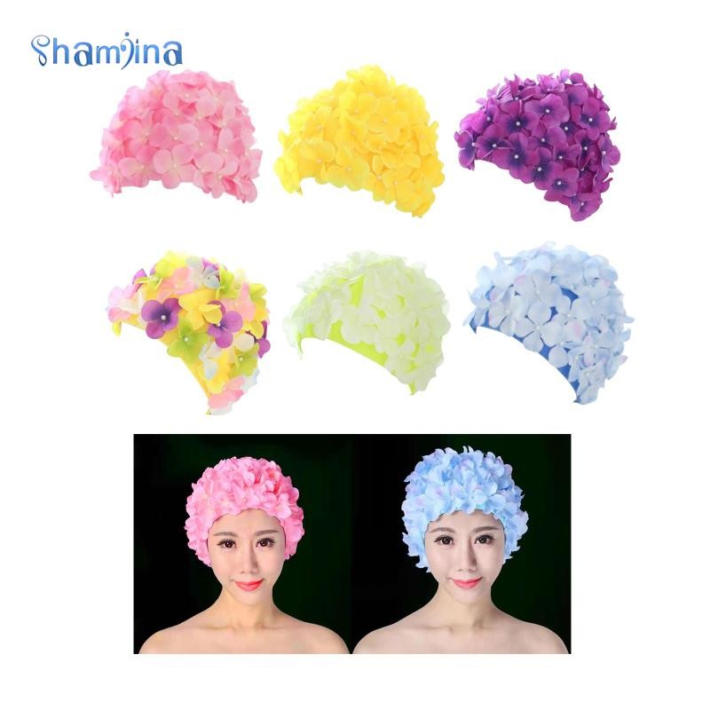 [Shamjina] Flower Swim Cap Swim Caps Durable Swim Caps 3D Floral Swim ...