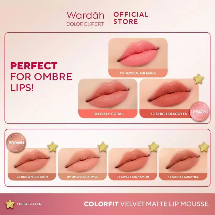 WARDAH Lip Cream Colorfit Velvet Matte Lip Mousse Lip Cream Korean Blur Anti Crack Tahan Lama 24 Jam Tidak Lengket Tekstur Creamy Liptint Lip Stain Lipgloss Lip Tint Lipstik Lipcream Longlasting Waterproof Dry Lips Smooth - Makeup - Gambar 2