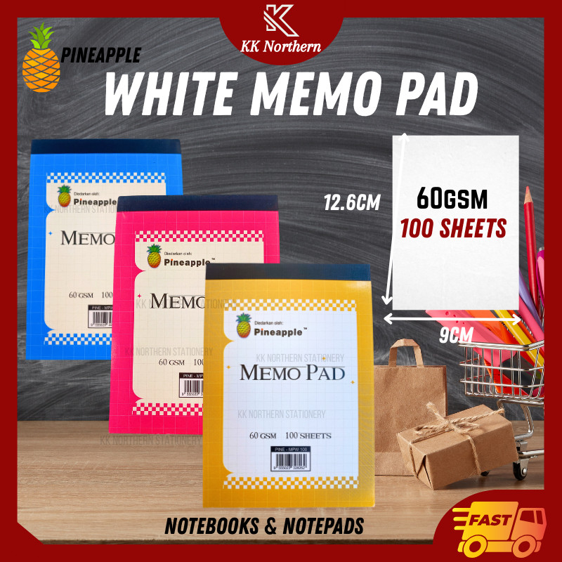 PINEAPPLE Memo Pad White Blank Paper 100 Sheets Mini Notes Notepad Buku ...