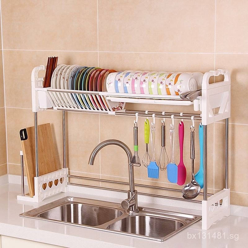 Dish Rack Bowl Rack Slot Blue Bowl and Chopstick Storage Box Water ...