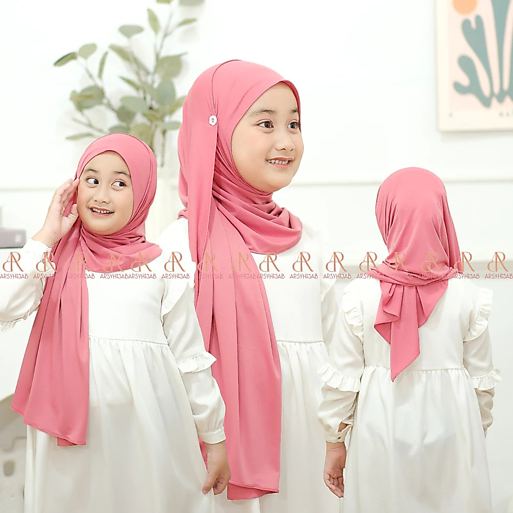 (DISA Kidz)Pashmina Instan Anak Kancing Sakura Usia 1-10 Tahun