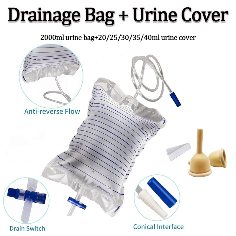 2000ML Urine Bag Reusable Latex Urine Cover Catheter Urinary Drainage ...