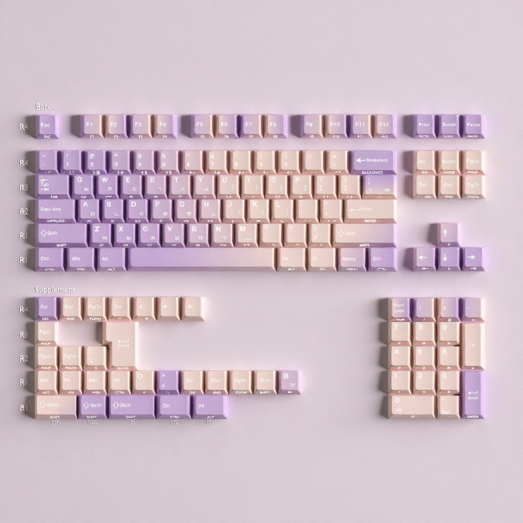 Taro Milk Tea PBT Keycaps - Height, Dual-Engraved Translucent Full Set ...