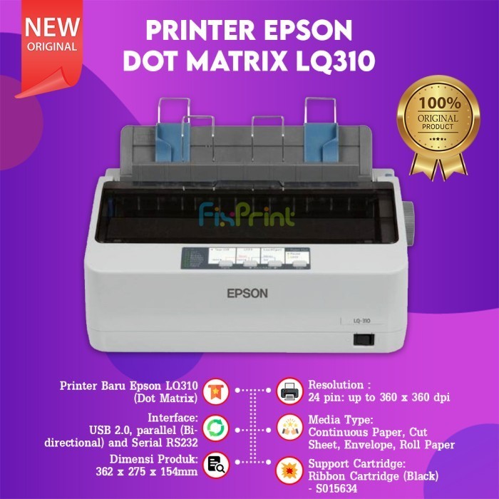 FixPrint Printer Epson Dot Matrix LX310 LX-310 LX 310 atau LQ310 LQ-310 LQ 310 / EcoTank L3256 / InkTank M2050