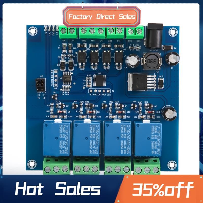 Modbus RTU 4 Way Relay Module 7-24V Relay Module Switch RS485/TTL Input ...