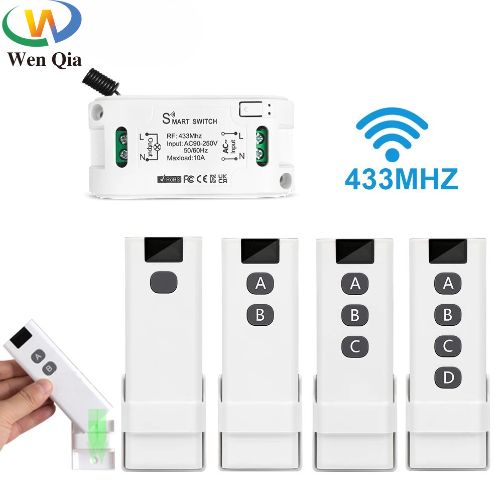RF 433Mhz Universal Wireless Remote Control Switch 110V 220V 10A Relay ...
