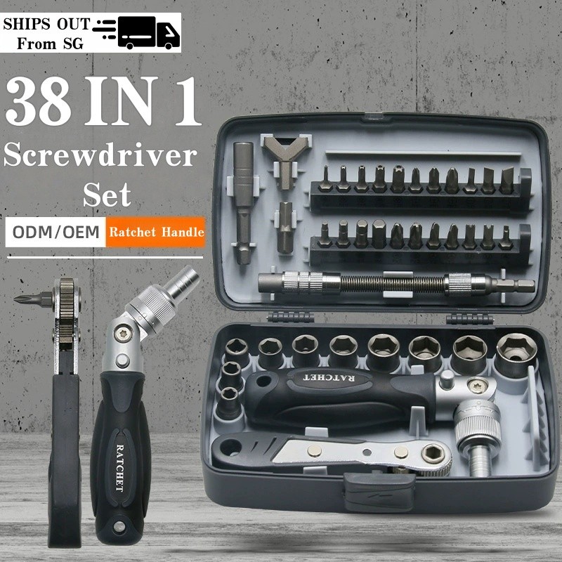 38in1 Ratchet Screwdriver Set with Strong Magnetic High-Hardness Socket ...