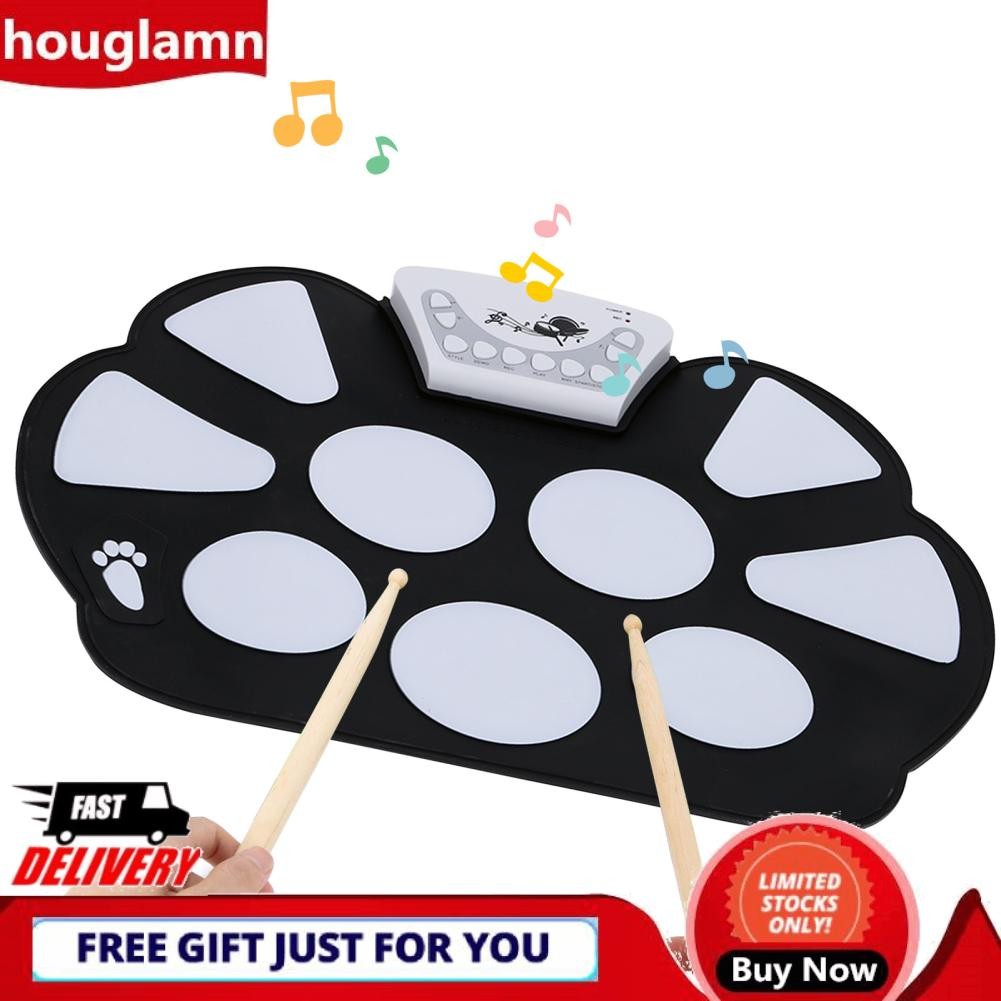 houglamn-sg Electronic Drum Set Roll Up Pad Machine Practice Percussion ...