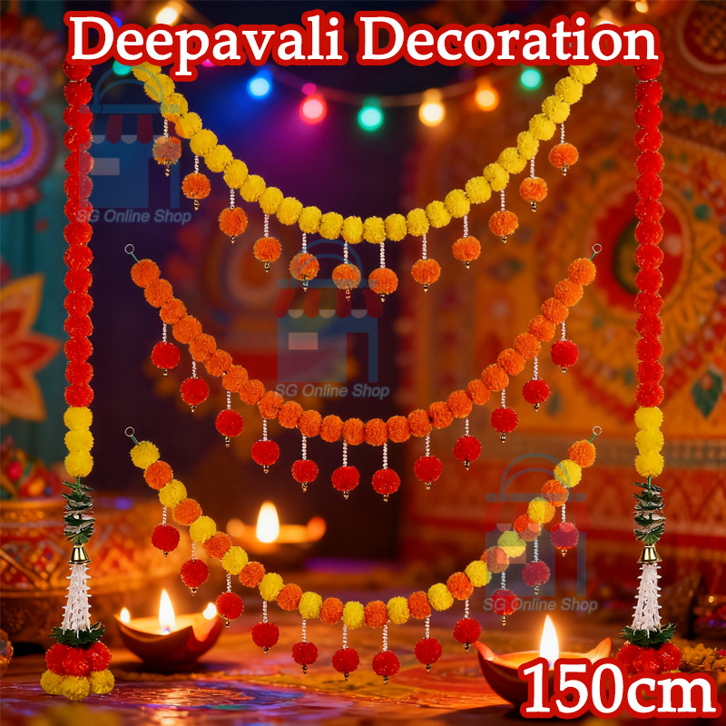 150CM Diwali Decoration Marigold Indian-style Leaf Bell Combination ...