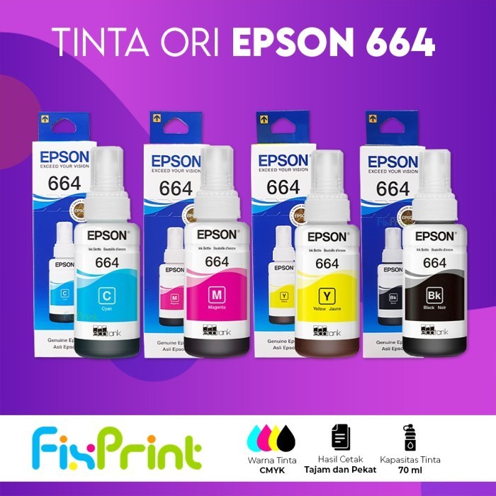 FixPrint Tinta 664 Premium Refill Printer Epson L405 L455 L485 L465 L385 L355