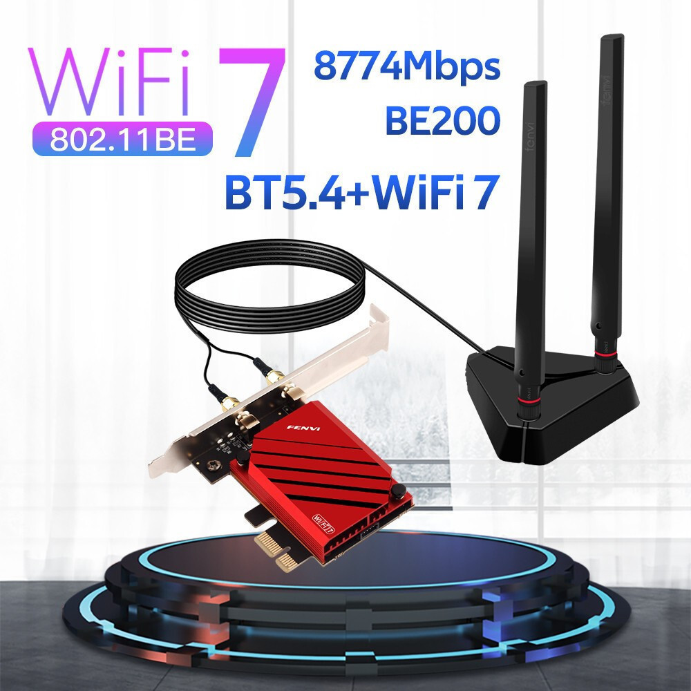 MQODLFP WiFi 7 BE200 Pro – Scheda Di Rete Wireless PCIe Con Antenna 8dB E Bluetooth 5.4, Tri-Band 2.4/5/6GHz, Per Win11 E Linux, Facile Installazione