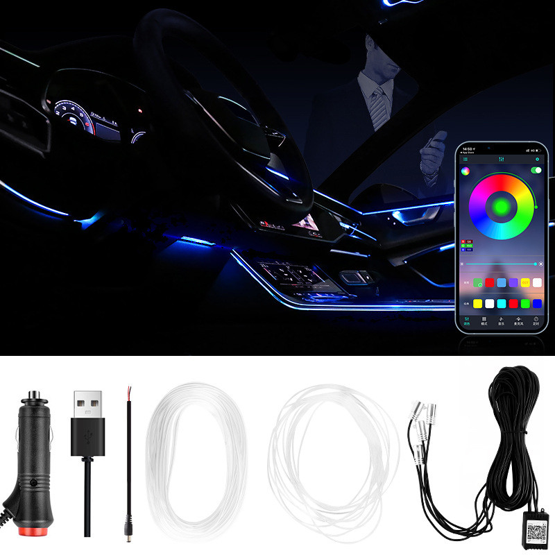 New led Car LED Car Interior Ambient Light Strip Multicolor APP Cold ...