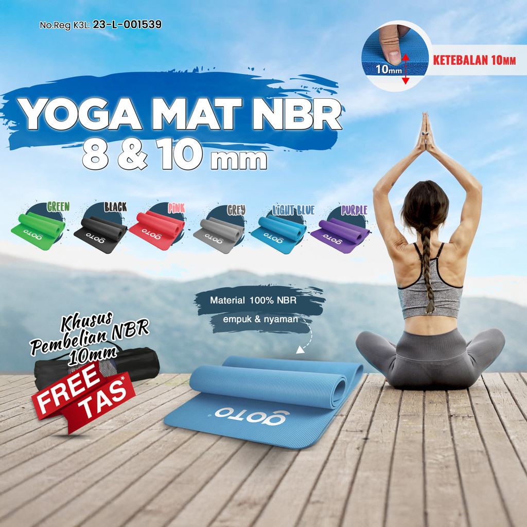 Goto NBR Yoga Mat 10mm Matras Alas Anti Slip Tebal - Gambar 2