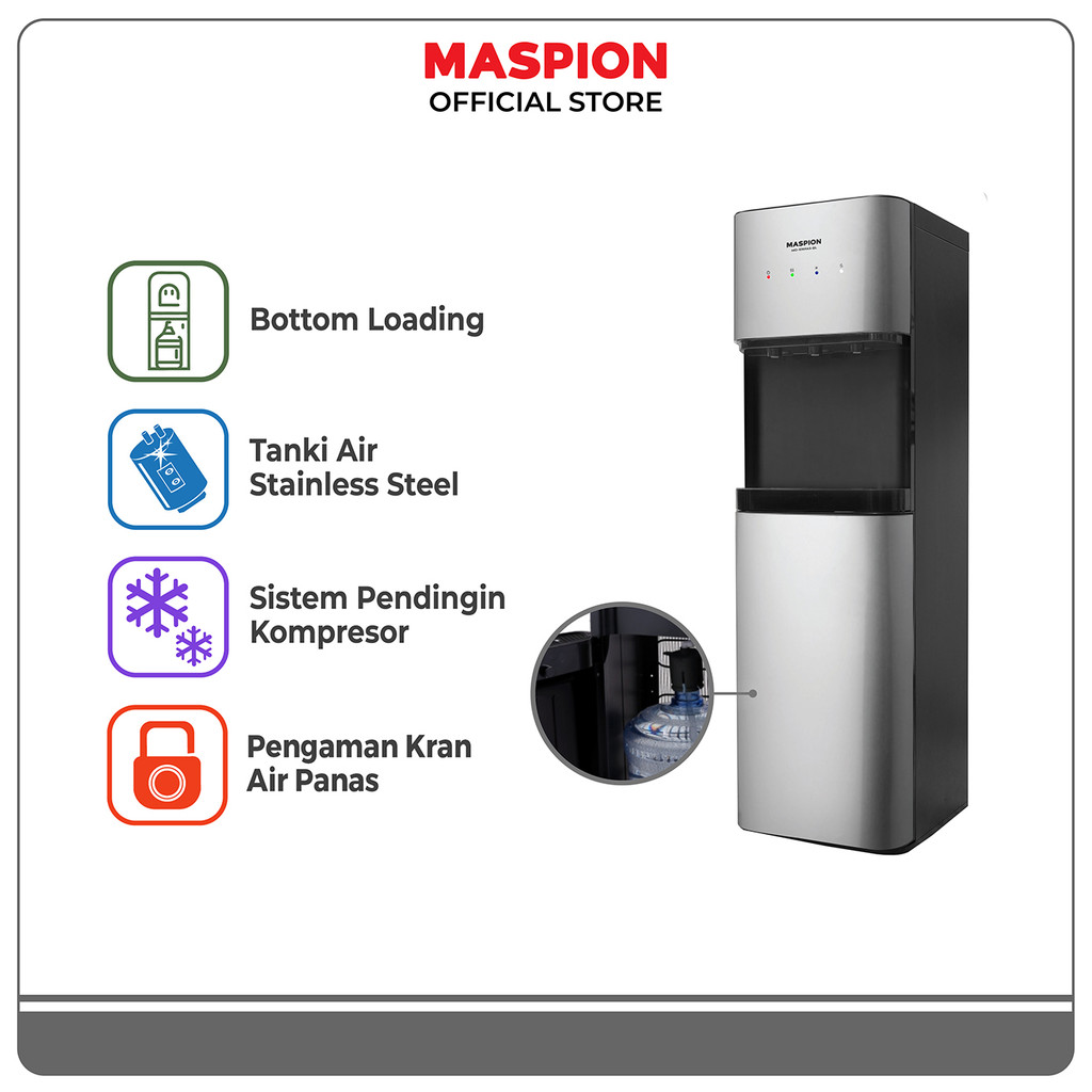 Maspion Standing Dispenser Bottom Loading Hot Cold & Normal MD-109 PAS BL