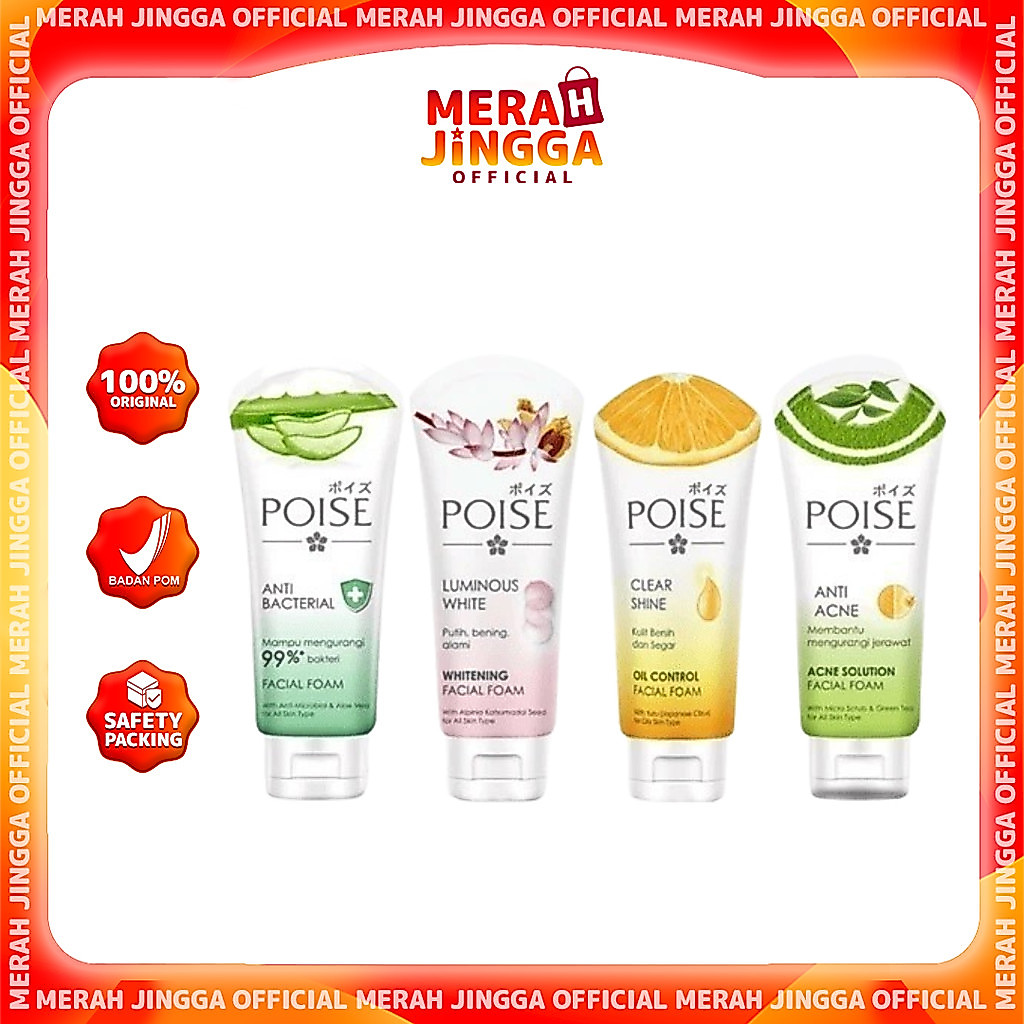 Poise Facial Foam Tube 100gr / Merah Jingga Official