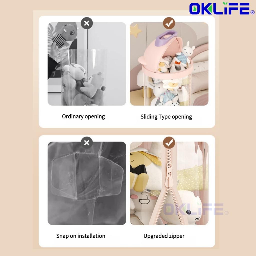 Multi-Layer Transparent Plush Toy Storage Cylinder view 7