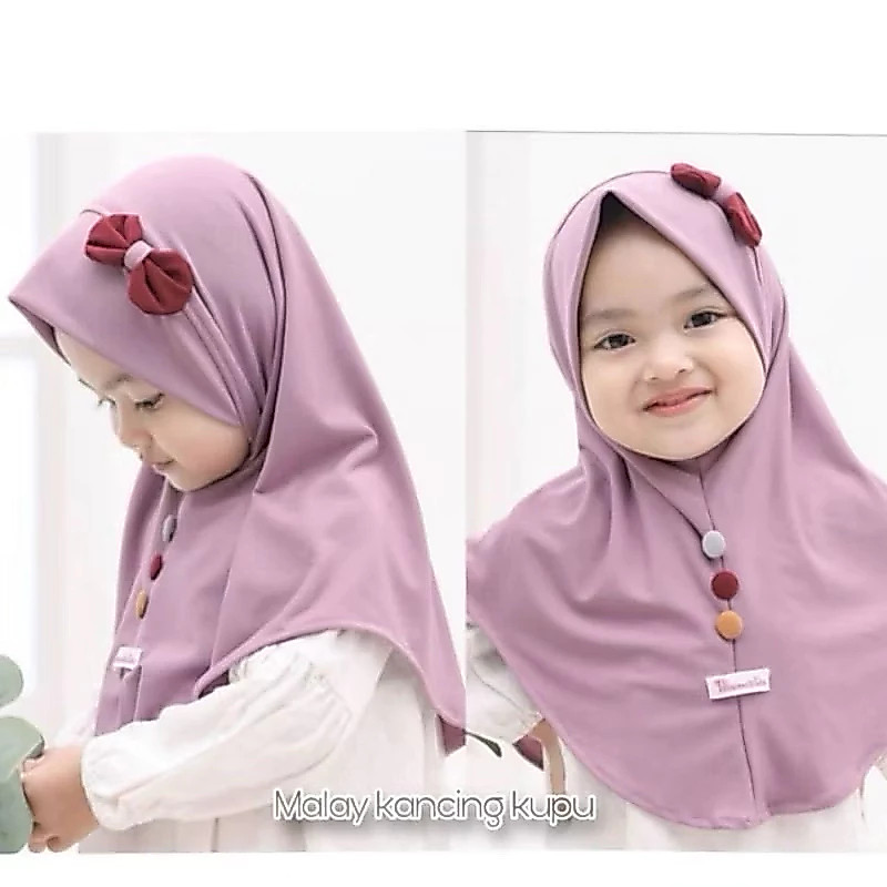 (DISA Kids) Bergo Malay Anak Kupu Jersey Premium 0-3 Tahun - Gambar 2