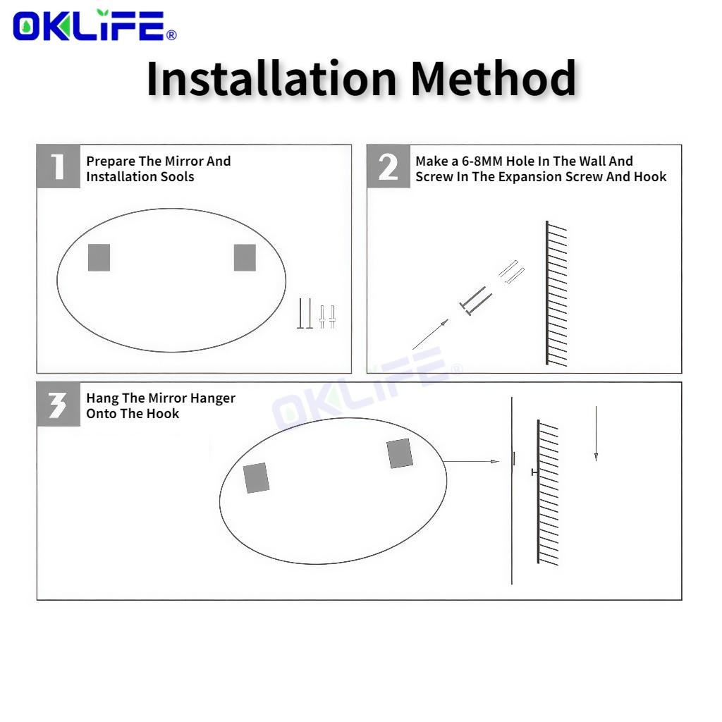 Wall-mounted LED mirror with light sensor smart bathroom mirror anti-fog lighted makeup mirror view 5
