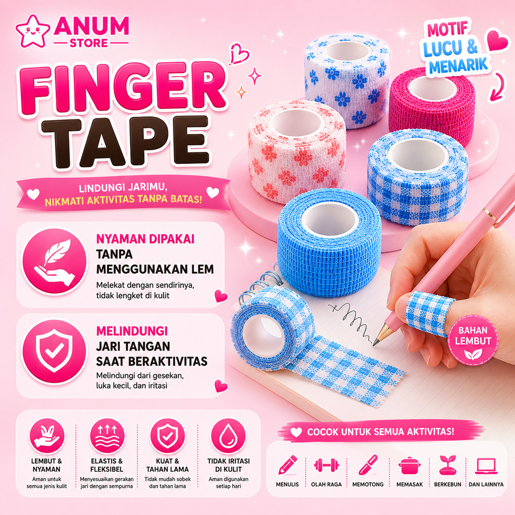 1PCS Finger Tape Motif Lucu Plester Perban Isolasi Pelindung Jari Pelajar Perlengkapan Sekolah Writing Olahraga Protective Sport A263