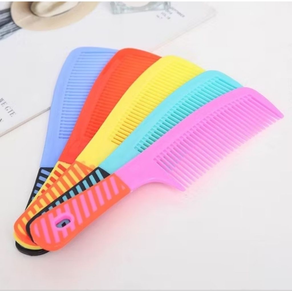 1PCS Sisir Rambut Gagang Plasik Anti Kusut Rontok Motif Garis Alat Kecantikan Make Up Hairs A057 - Gambar 2