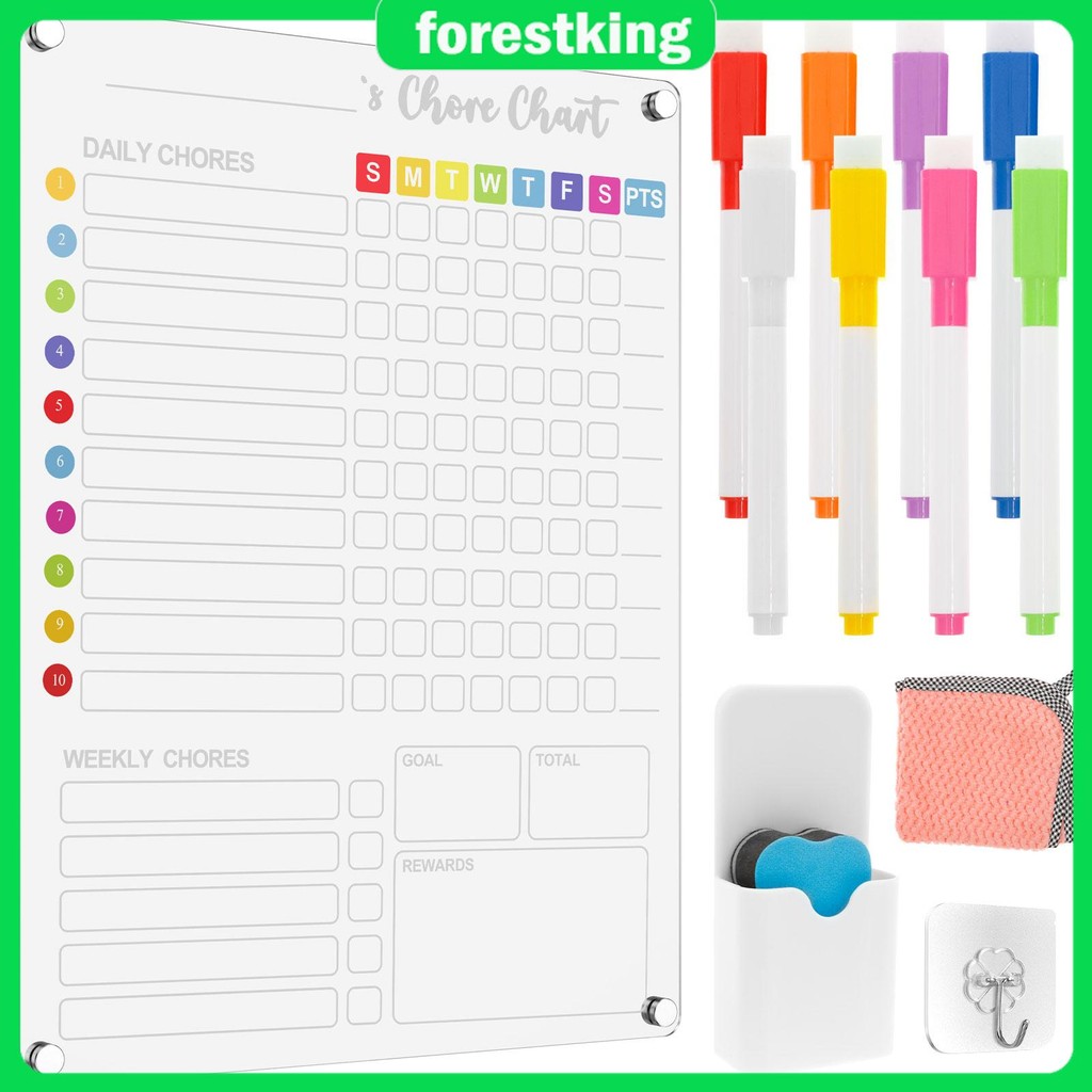Clear Dry Erase Board Magnetic Fridge Chore Chart Acrylic Weekly ...
