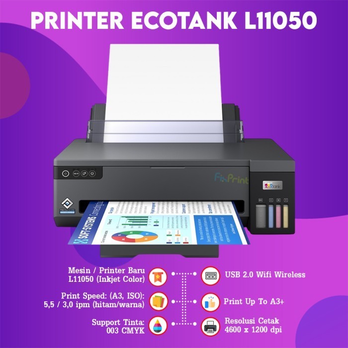 FixPrint Printer Epson L11050 WiFi Photo A3+ / L8050 WIFI / L6490 / L4360 A4 Wi-Fi Duplex Tank Wireless / L5290 A4 Wi-Fi All-in-One ADF