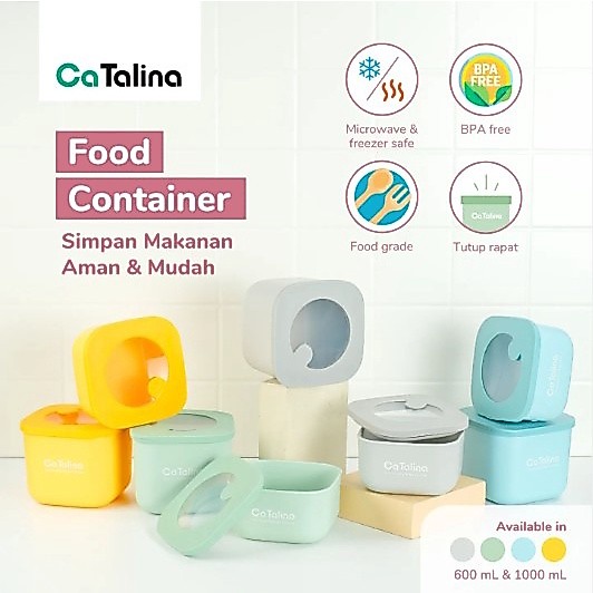 CaTalina Kotak Snack Storage Makanan Microwaveable 600ml 1000ml Food Container Kedap Udara - Gambar 3
