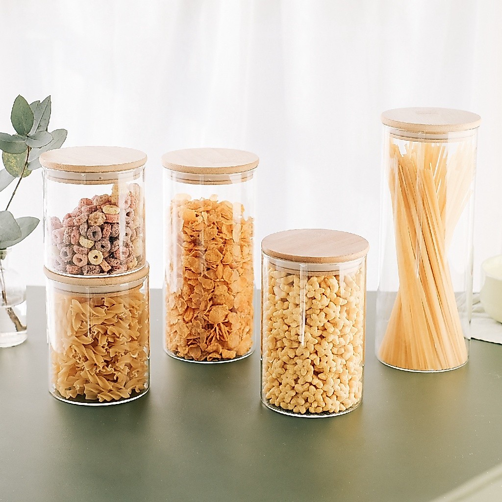Toples Kaca Bulat Storage Jar Borosilicate Kedap Udara ( dia 10 cm ) - Gambar 2