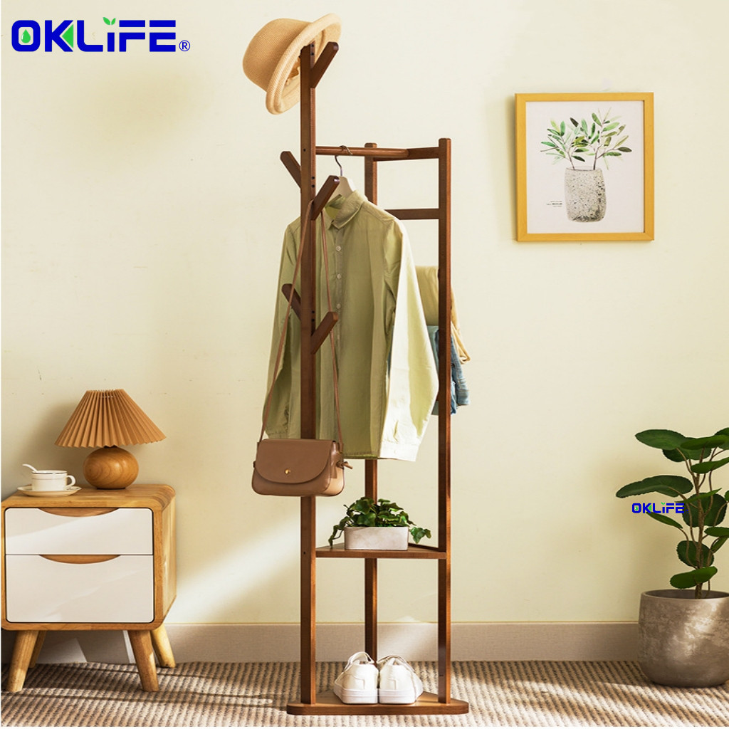 Solid Wood Freestanding Clothes Stand Bedroom Garment Rack Moisture Proof For HDB Condo Home Storage view 9
