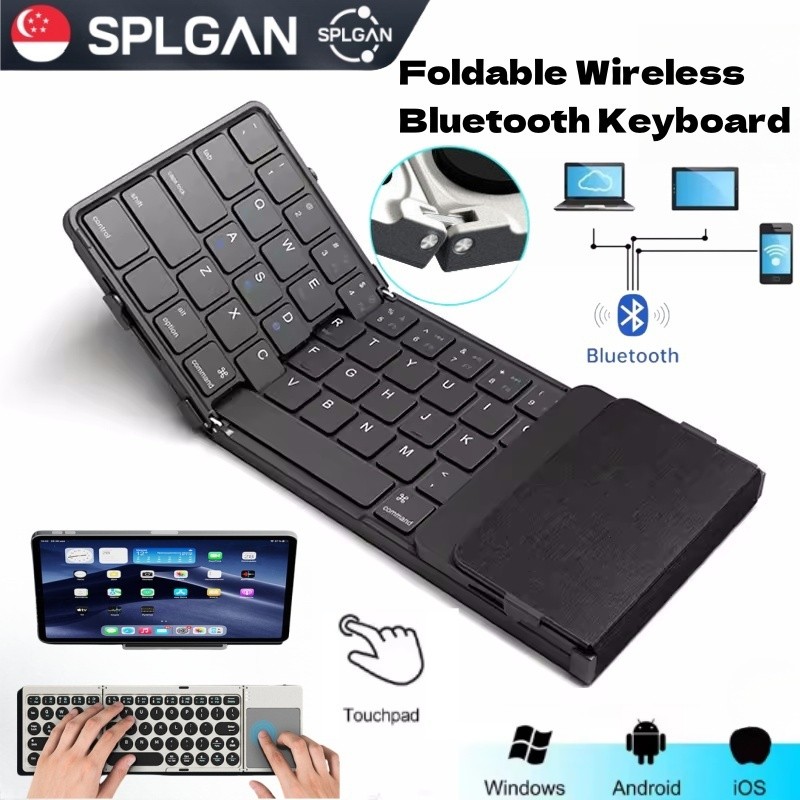 Foldable Wireless Bluetooth Keyboard Rechargeable Portable Touchpad ...