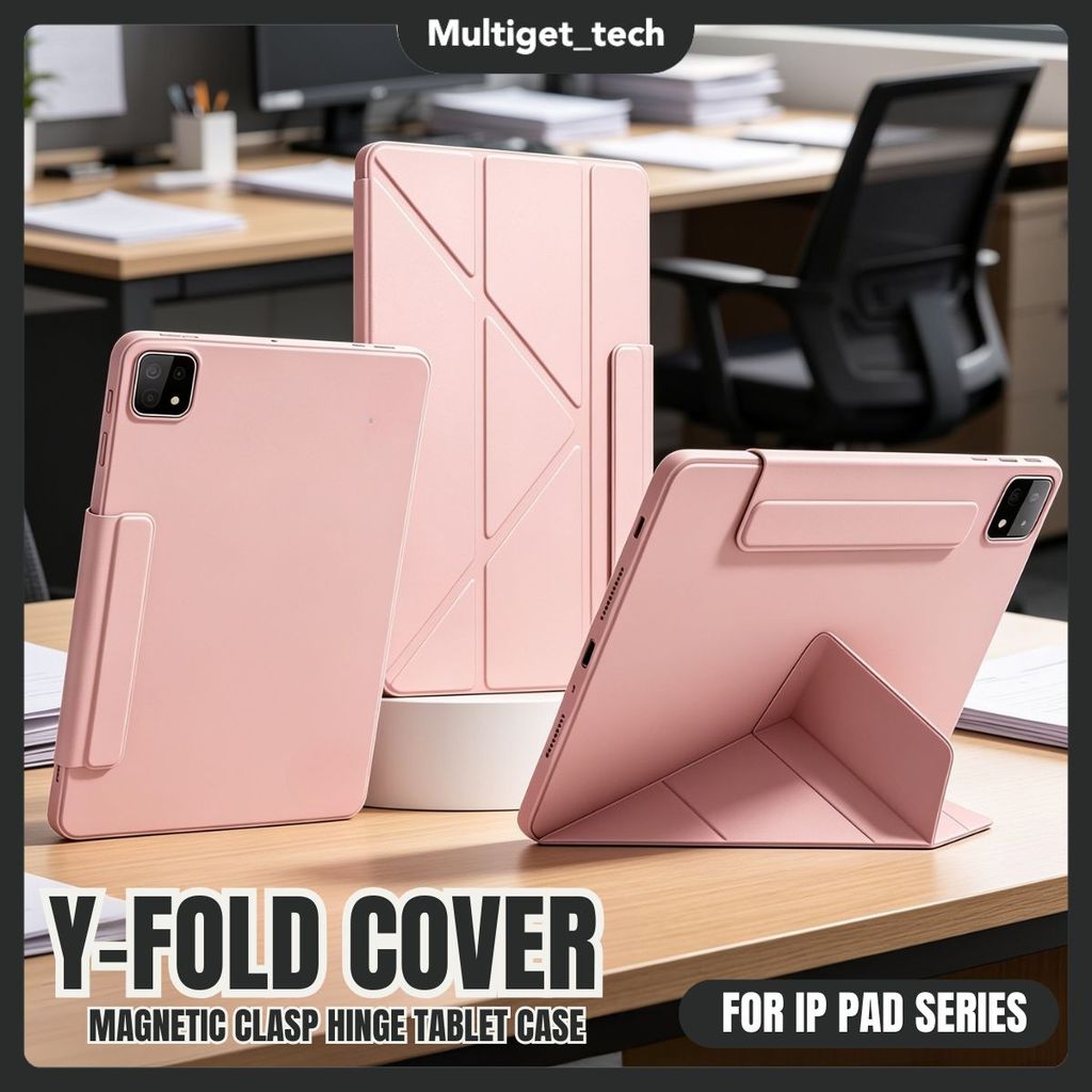 Case Stylish Magnetic Smart iPad GEN 10/11 GEN 7/8/9 MINI 6/7 8.7" PRO 11 20/22 AIR 4/5/6 10.9" Yfold Stand Multifungsi