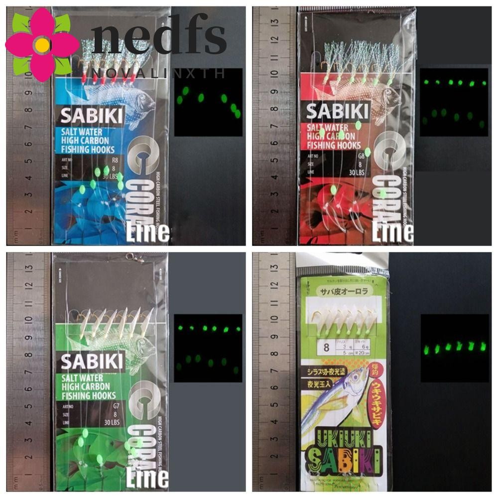6 pezzi luminoso Sabiki pesca rig con flash String ganci mare