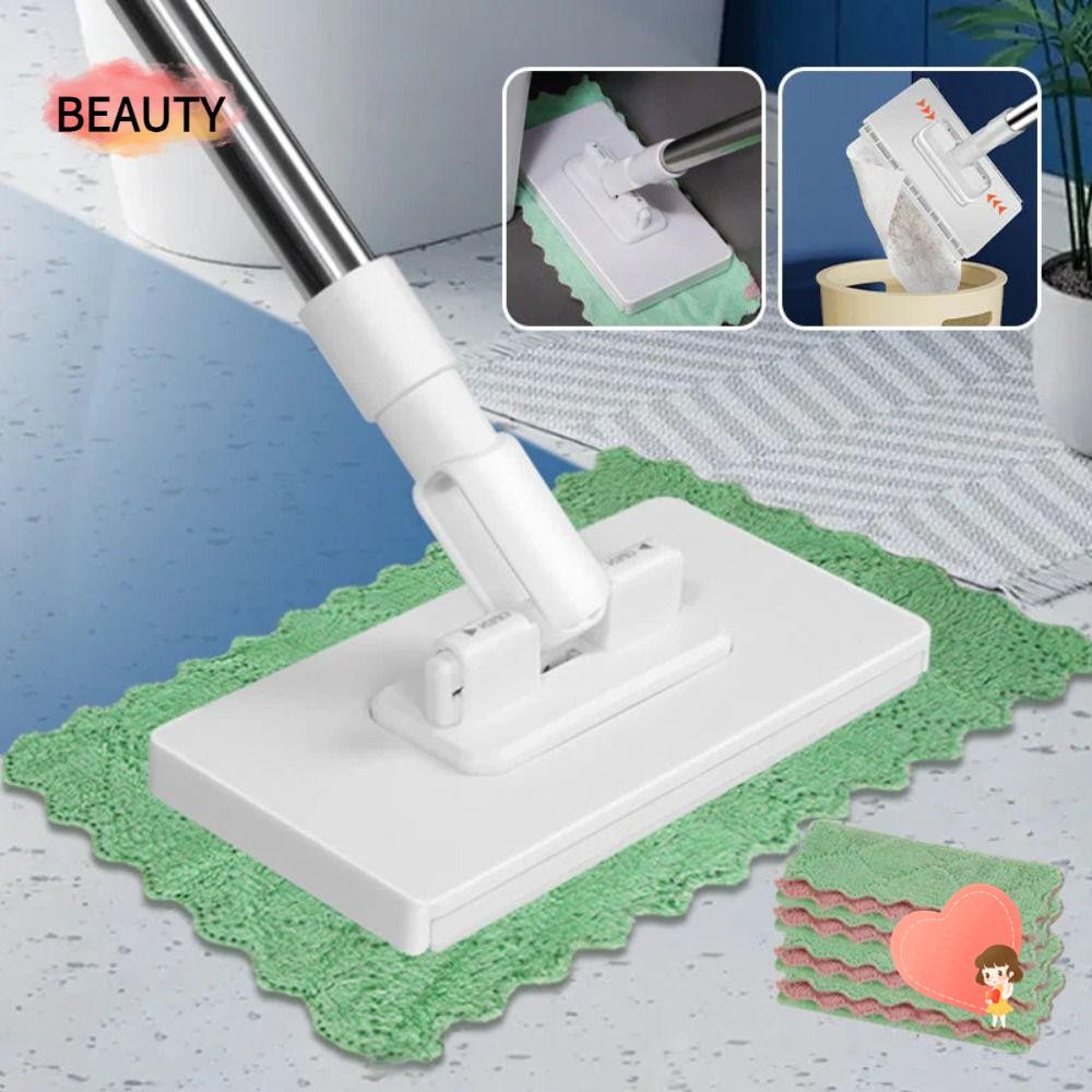 BEAUTY Hands-free Mop, with 3 Reusable Cloths Clamping Dust Mops, 360 ...