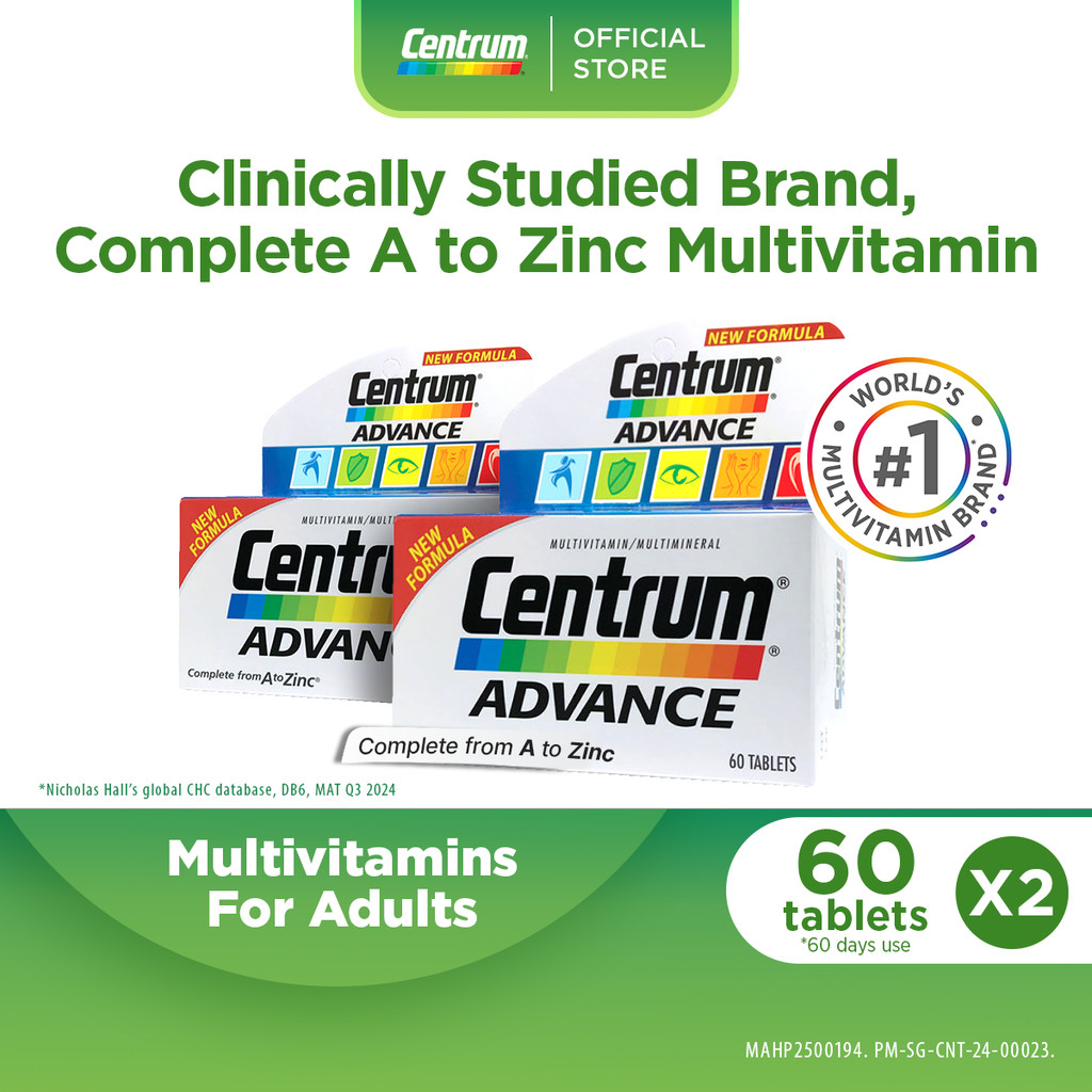 [2 Pack] CENTRUM Advance Multivitamin Supplement for Young Adults ...