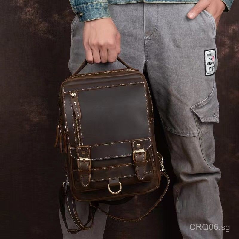 Handmade Genuine British Style Large-Capacity Men's Backpack Leather ...