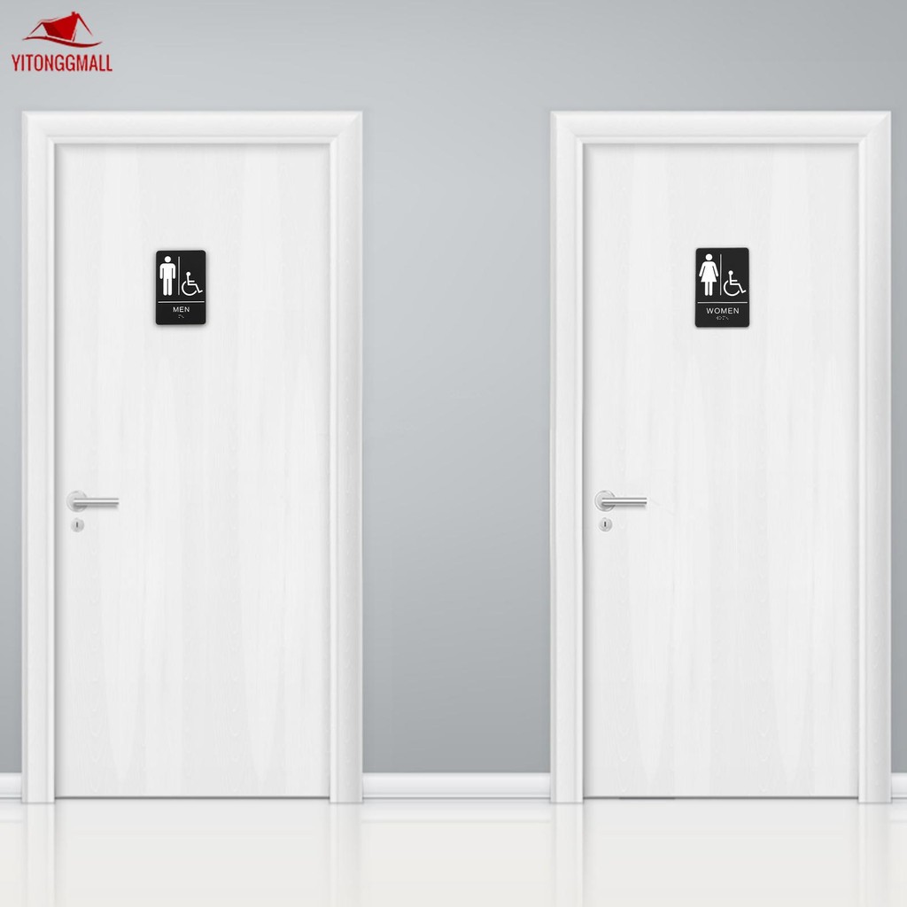 2Pcs Acrylic Disabled Accessible Bathroom Sign Handicapped Restroom ...