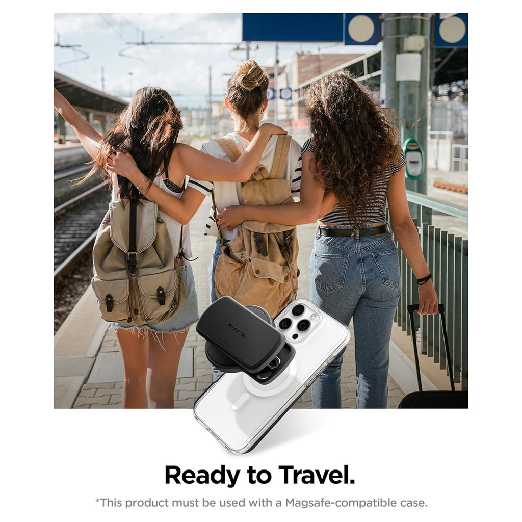 Phone Holder Magnetic Clip Spigen Strong Vlog Record MagFit Clamp for iPhone Samsung with Phone Tether Anti Theft Protection Backpack - Gambar 3