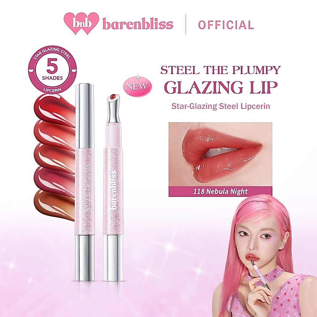 BNB Barenbliss Star Glazing Steel Lipcerin 72H 5X Ceramide 2X Peptides UV SPF 25 PA+++ Merah Jingga - Gambar 2
