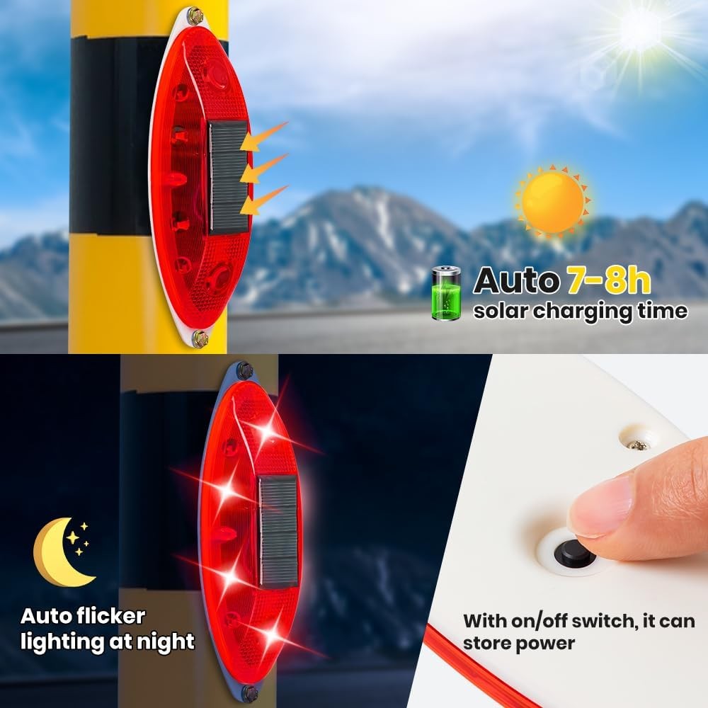 Solar Strobe Warning Light Sensitive LED Warning Lamp Super Bright IP65 ...