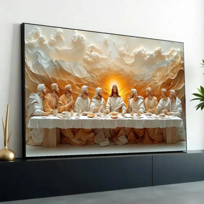 Canvas Print of The Last Supper - Watercolor Art with Jesus and ...