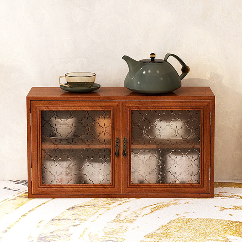 Anti-dust Retro Cup Locker Desktop Cosmetic Glass Cabinet Horizontal ...