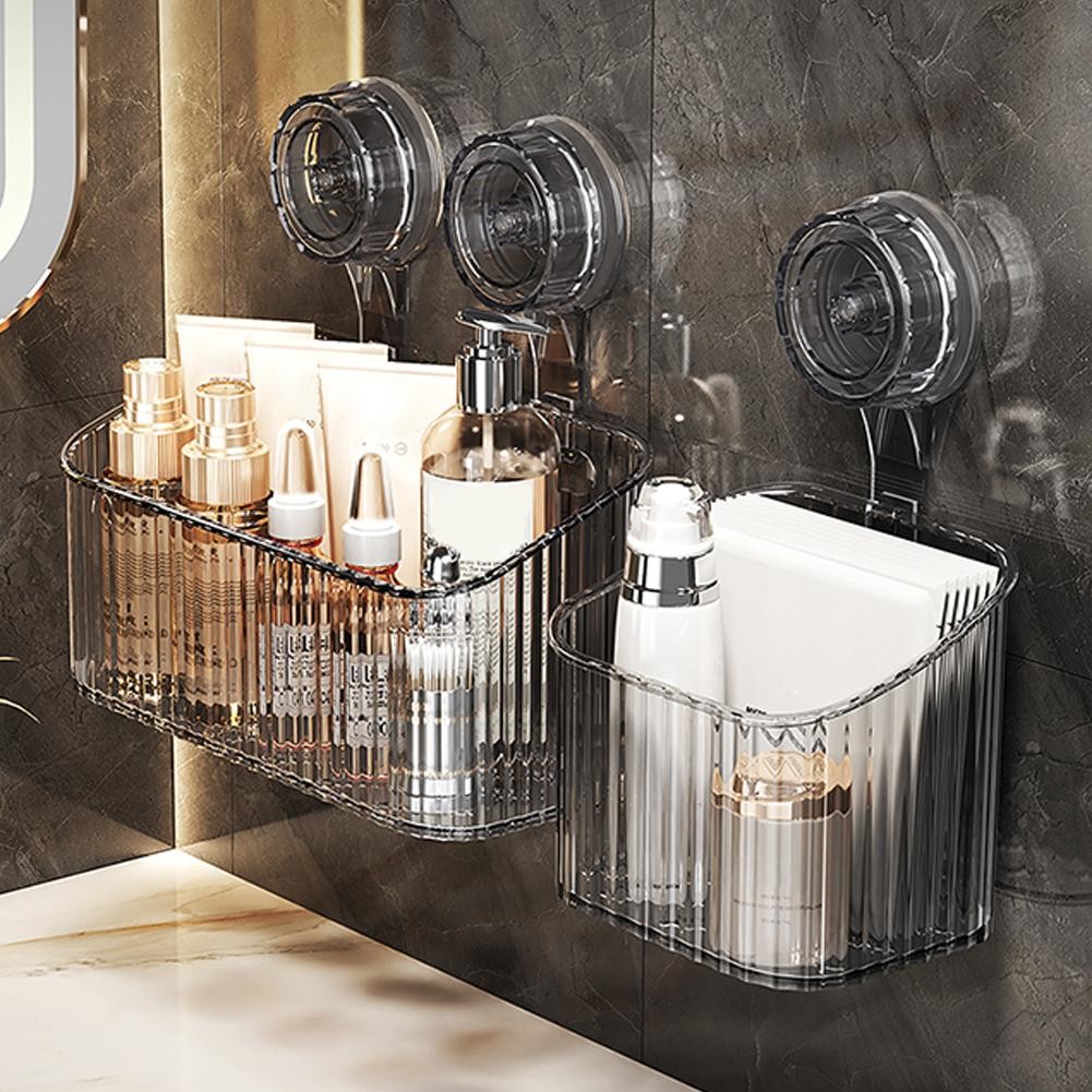 Suction Cup Shelf Storage Rack No Punching Wall Mounted Cosmetic ...