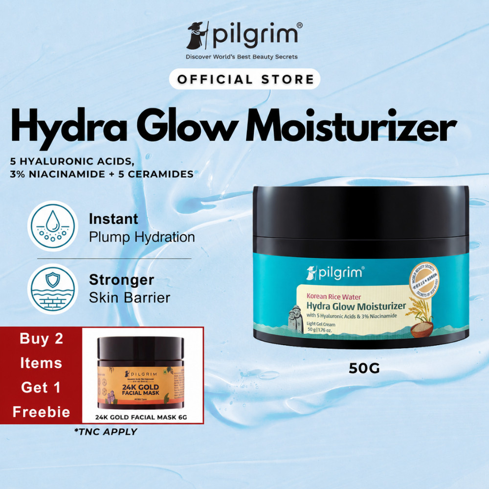 Pilgrim Korean Rice Water Hydra Glow Moisturizer with Hyaluronic Acids ...