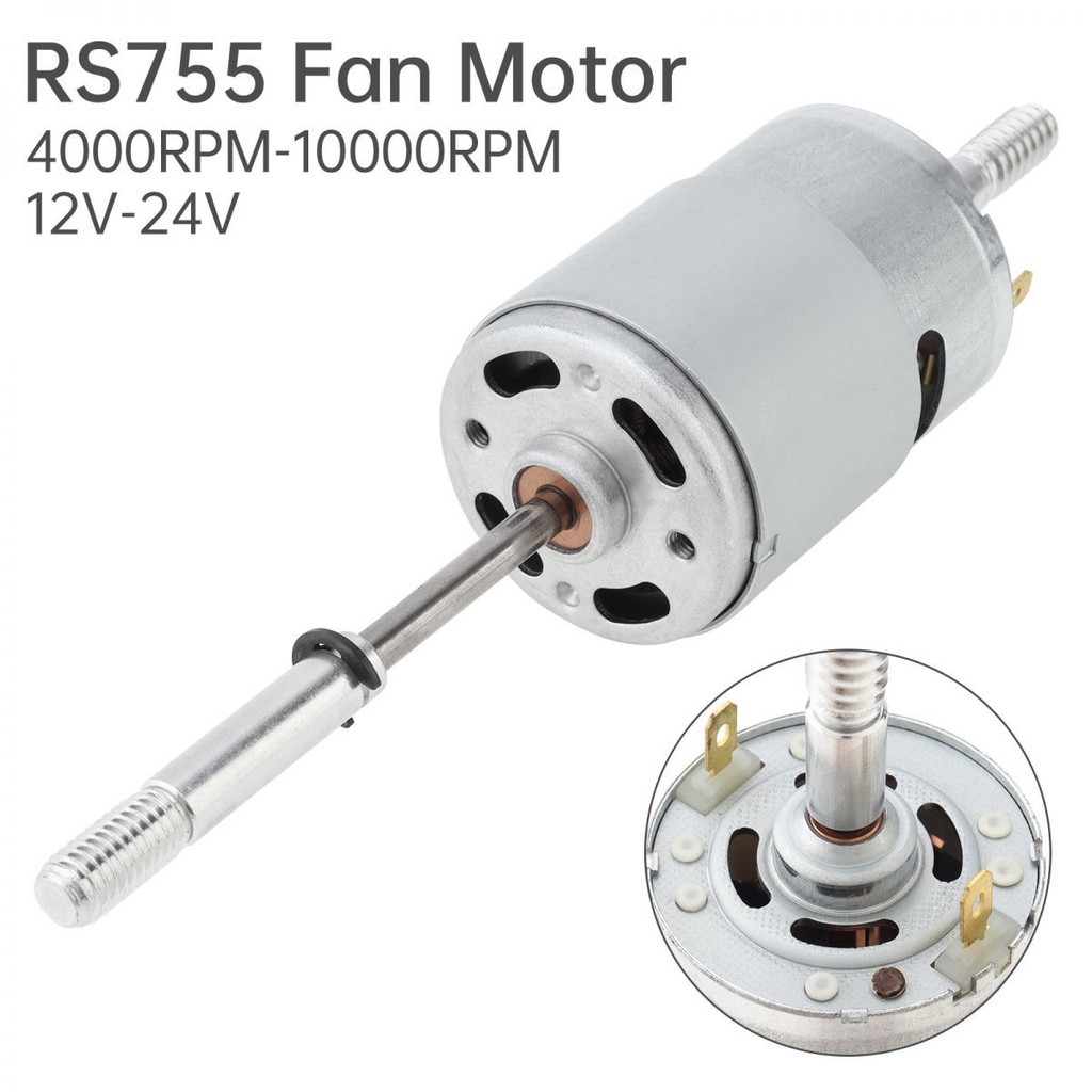 RS755 DC Fan Motor 12V-24V 4000RPM-10000RPM Dual Output Shaft DC Motor ...