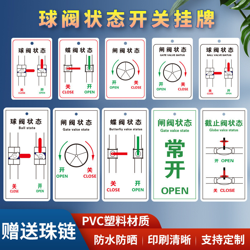 Ball Valve Status Gate Valve Switch Normally Open Normally Closed Sign ...