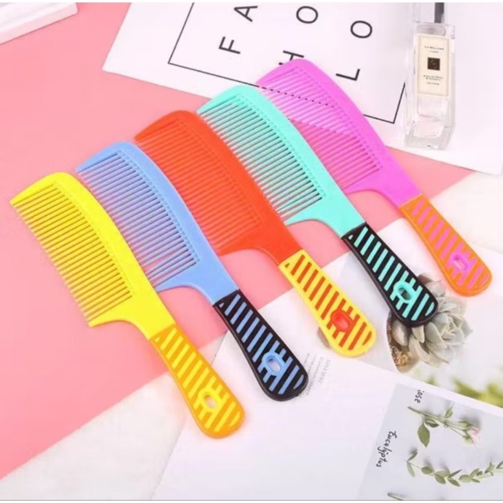 1PCS Sisir Rambut Gagang Plasik Anti Kusut Rontok Motif Garis Alat Kecantikan Make Up Hairs A057 - Gambar 4